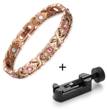 Bracelet Magnétique Femme - coloris rosé + outil d'ajustement