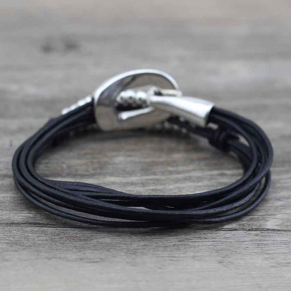 Bracelet Wrap Vintage en Cuir "Perfect Style" - coloris noir