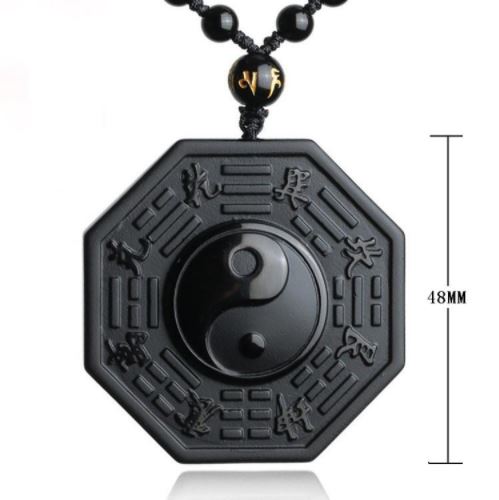Collier et pendentif "Yin & Yang" en Obsidienne Noire