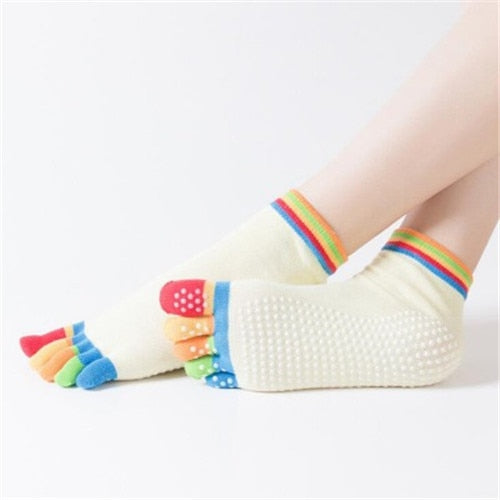 Paire de chaussettes de Yoga "5 orteils" Antidérapantes - 15 coloris disponibles