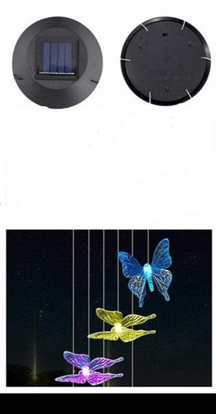 Carillon Éolien Lumineux - Décoration de Jardin avec Papillon Transparent