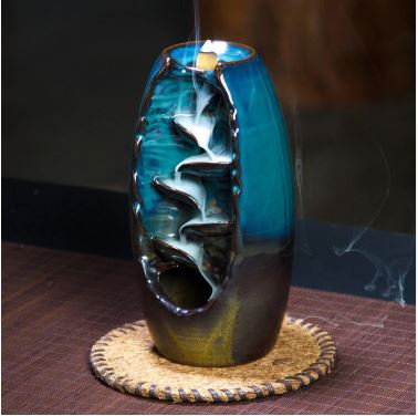 Brûleur d'encens "Cascade Zen" - modèle bleu et marron