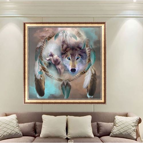 Tableau Kit Broderie Diamant "Songes de Loup"