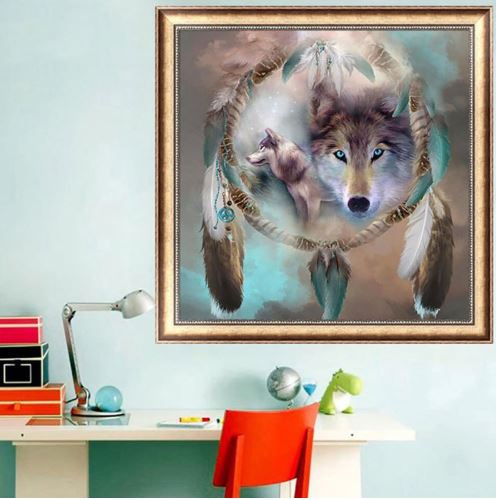 Kit Broderie Diamant "Songes de Loup" attrape reves