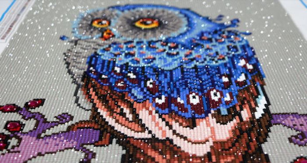 Kit Broderie Diamant "Chouette Mystérieuse" - toile terminée