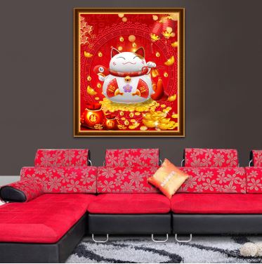 Kit Broderie Diamant "Maneki Neko" - PREMIUM - vue salon 1