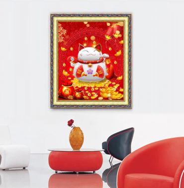 Kit Broderie Diamant "Maneki Neko" - PREMIUM - vue salon 2