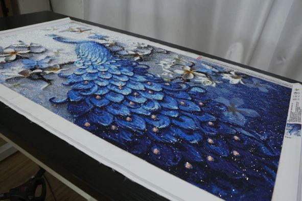 Rendu Kit Broderie Diamant "Paon Royal Bleu" 