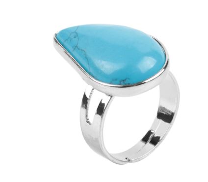Bague Pierre Semi Précieuse "Goutte d'Eau" ajustable en Turquoise