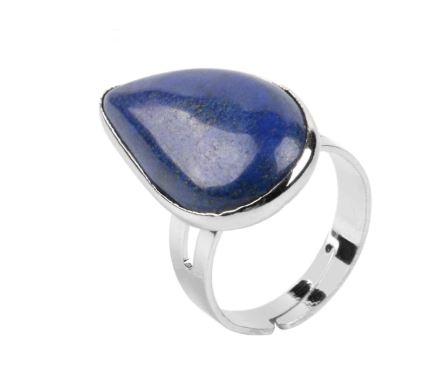 Bague Pierre Semi Précieuse "Goutte d'Eau" ajustable en Lapis Lazuli