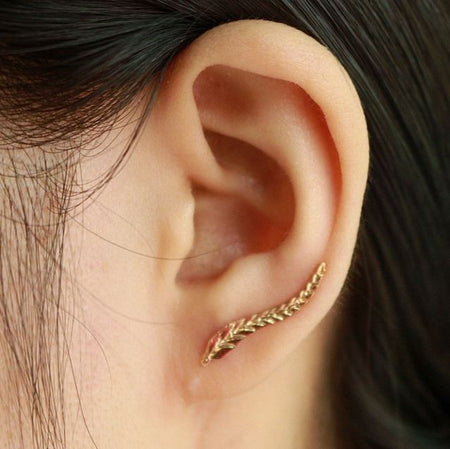 boucles d'oreilles feuille doré