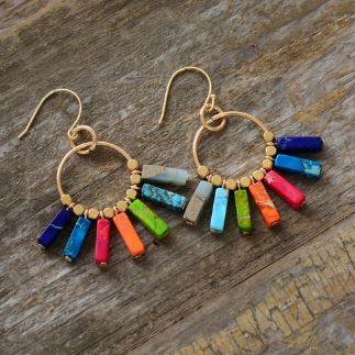 Boucles d'oreilles "7 Chakras" en pierres semi-précieuses