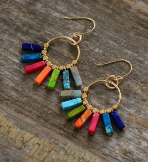 Boucles d'oreilles "7 Chakras" en pierres naturelles