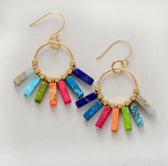 Boucles d'oreilles "7 Chakras" en jaspe