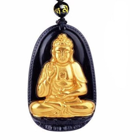 collier-et-amulette-protection-de-bouddha-plaque-or-et-en-obsidienne-noire-8-modeles-disponibles