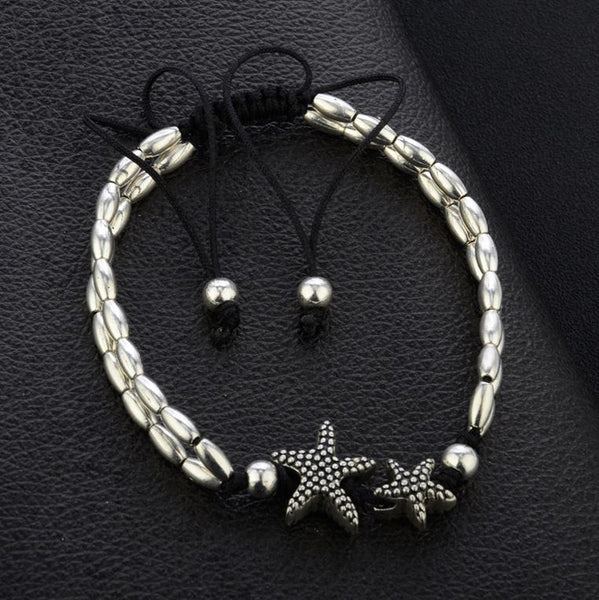 bracelet cheville femme zen - modèle étoile argentée