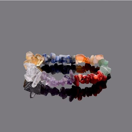 Lot de 7 bracelets chips pour les 7 chakras en pierres semi précieuses