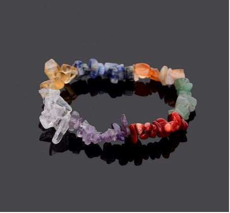 Lot de 7 bracelets chips pour les 7 chakras en pierres semi précieuses