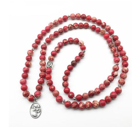 Bracelet ou collier Mâlâ OM en Régalite Rouge