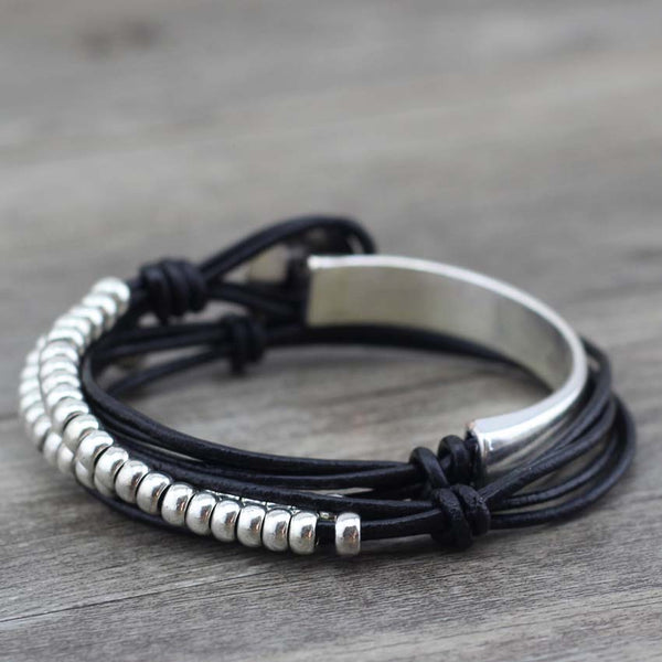 Bracelet Wrap Bohème - coloris noir