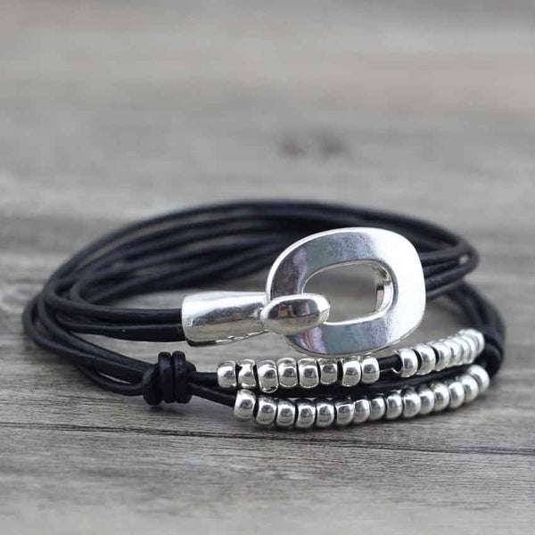 Bracelet Wrap Vintage en Cuir "Perfect Style" - coloris noir 2