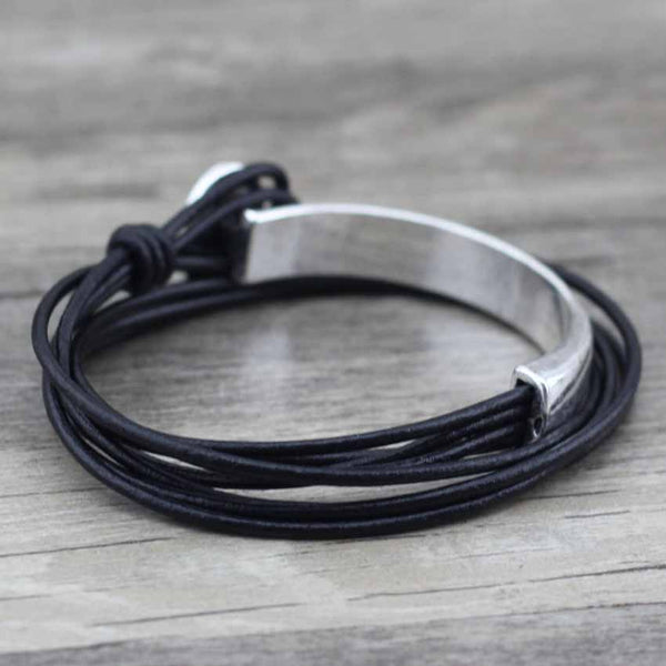 Bracelet Wrap en Cuir "Style Unique" - coloris noir