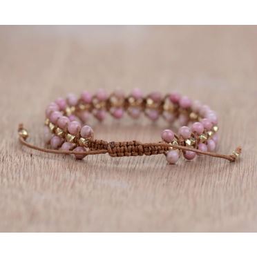 Bracelet "Douceur et Tendresse" en Rhodonite - Ajustable