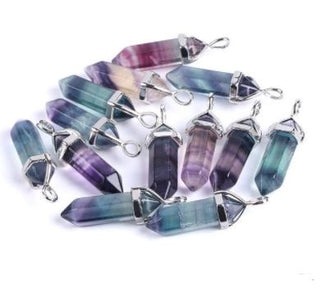 Collier et pendentif pendule en Fluorite multicolore