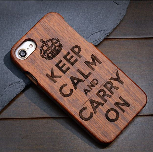 Coque iPhone 100% bois "Keep calm"