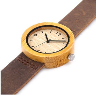 Montre à Quartz en bois de Bambou 