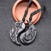 Collier Yin et Yang en Obsidienne à Partager Dragon et Phoenix