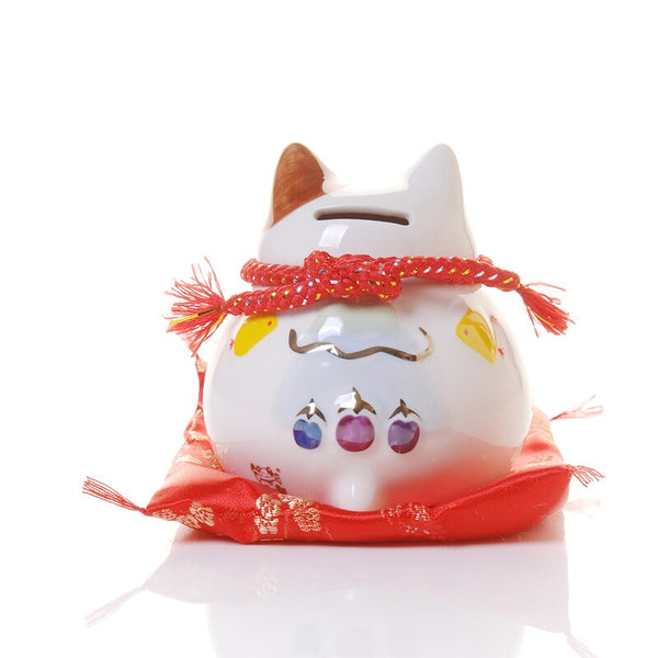 Figurine chat porte-bonheur en céramique, 5.3 pouces, peinture à la main,  dessin animé, chaton porte-bonheur, décoration de la maison, Maneki Neko  Fengshui - AliExpress