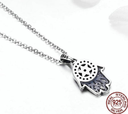 Chaîne et Pendentif en Argent Main de Fatima