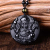 Collier et Pendentif Ganesh en Obsidienne
