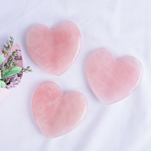 Cœur en Quartz Rose Naturel pour le Massage
