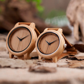 Montre à Quartz en bois de Bambou- 