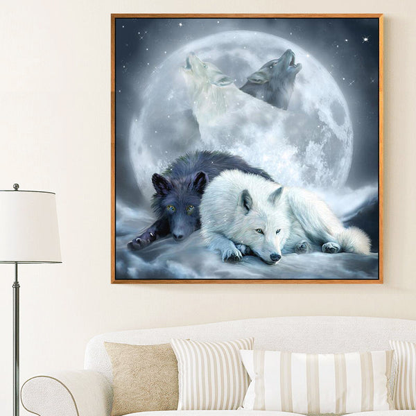 Kit Broderie Diamant "Loups à la Pleine Lune"