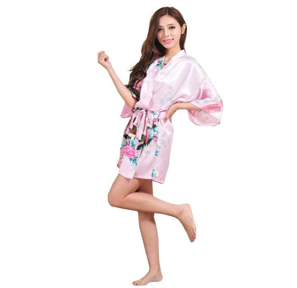 Robe de chambre kimono rose pastel