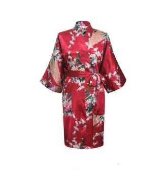 Robe de chambre kimono rouge profond