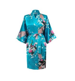 Robe de chambre kimono bleu turquoise
