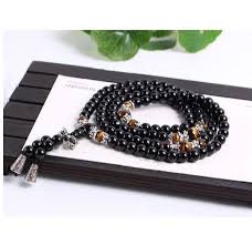 Bracelet ou collier Mâlâ de Méditation en Obsidienne Noire et Œil de Tigre