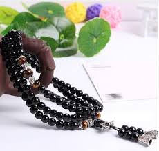 Bracelet ou collier Mâlâ de Méditation en Obsidienne Noire et Œil de Tigre