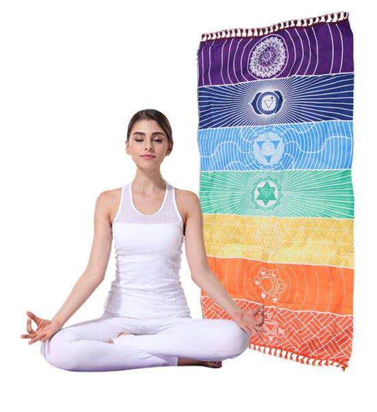 Serviette de Yoga " Énergie des 7 Chakras" - tapis de méditation